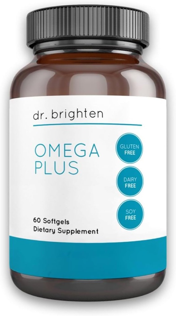 Dr. Brighten Omega Plus — 1600 mg de EPA/DHA Suplemento de aceite de pescado no transgénico para el corazón, el cerebro y el sistema inmunológico — 60 Softgels