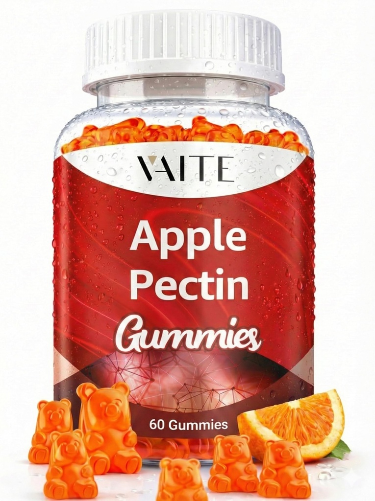 Manzana Pectin Gummies - Suplemento de alta fibra con 2000mg Natural Cholesterol Apoyo inferior, promueve el bienestar digestivo & Stomach Comfort, non-GMO & Gluten Suplementos herbales libres - 60 Vegan Gummy
