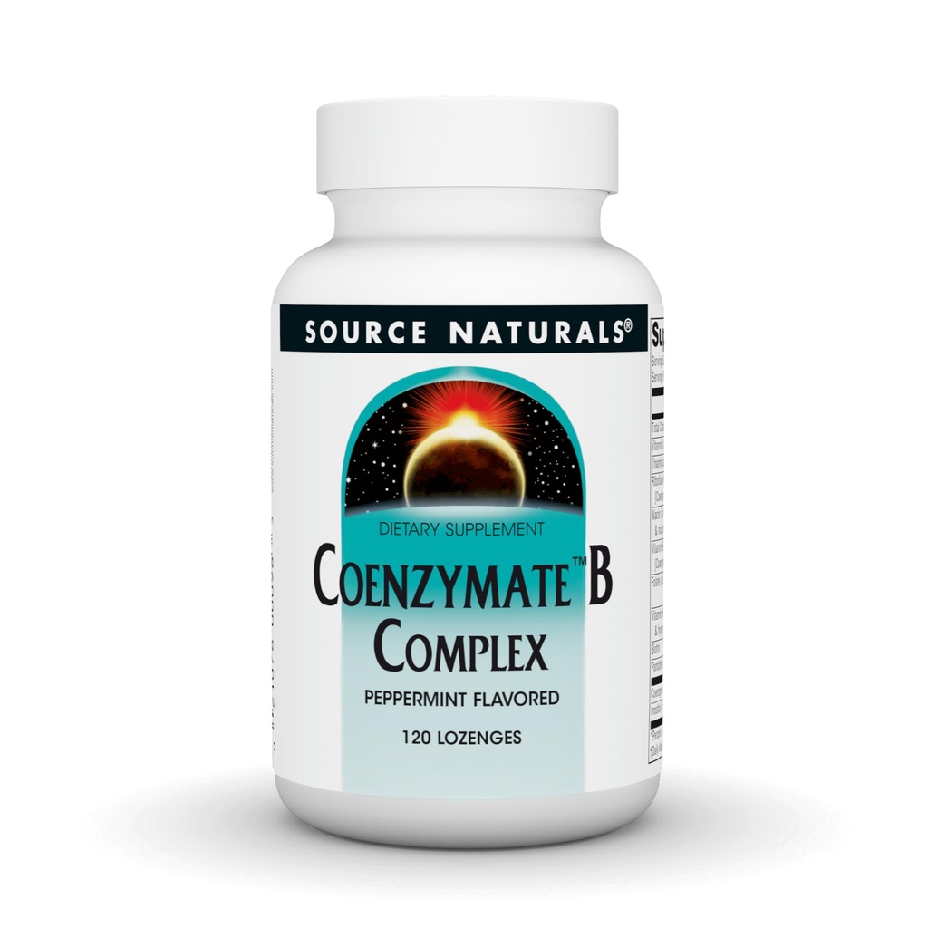Fuente Naturales Coenzymate B Complejo - Peppermint Flavor Que se funde en la boca - B Vitaminas - 120 Lozenges