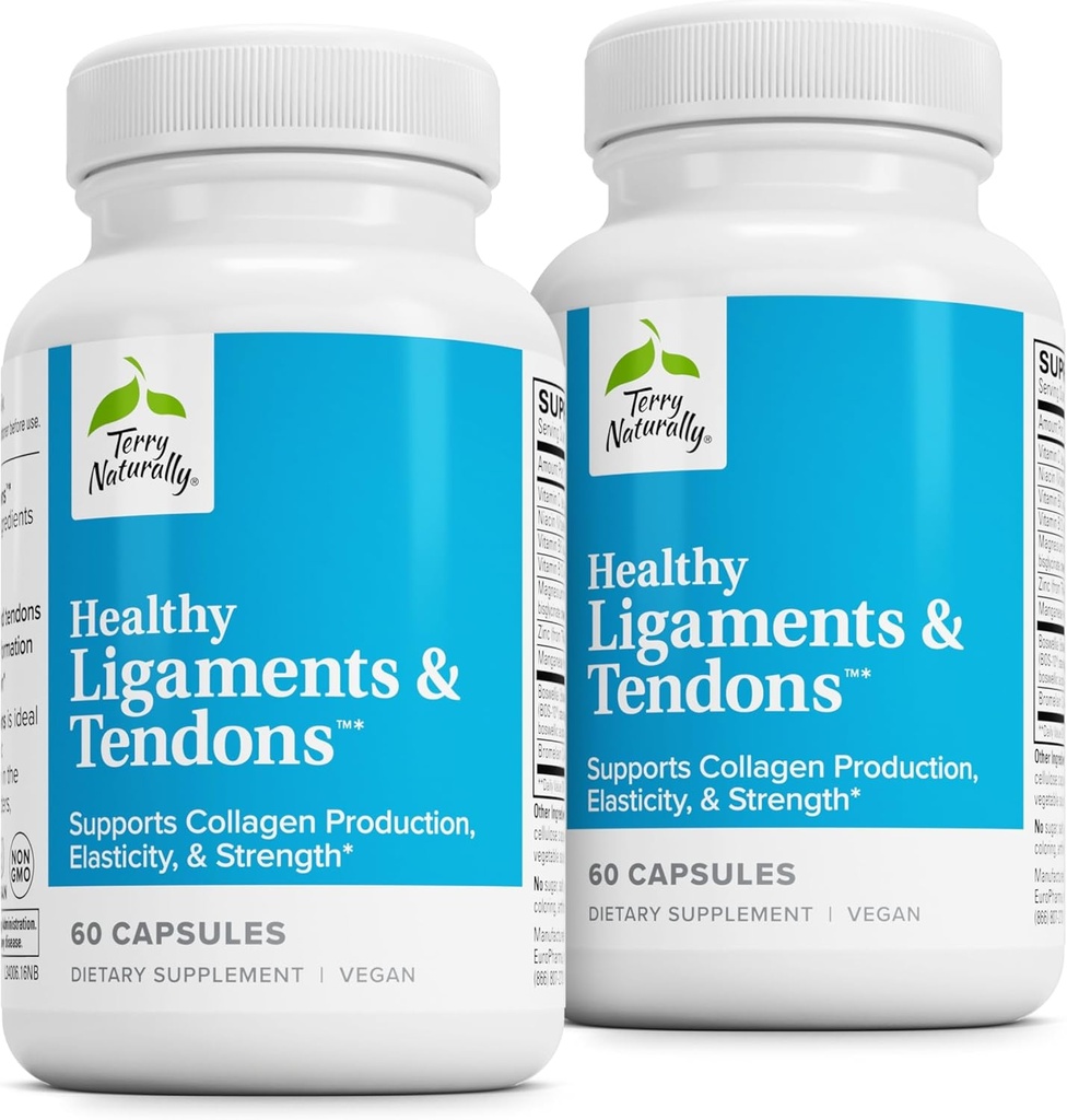 Terry Ligamentos Naturalmente saludables " Tendons - Suplemento dietético para tejidos conectivos " Soporte conjunto de lubricación - Fórmula no GMO para ayudar a ligamento " Salud muscular - 60 cápsulas, 2 paquete