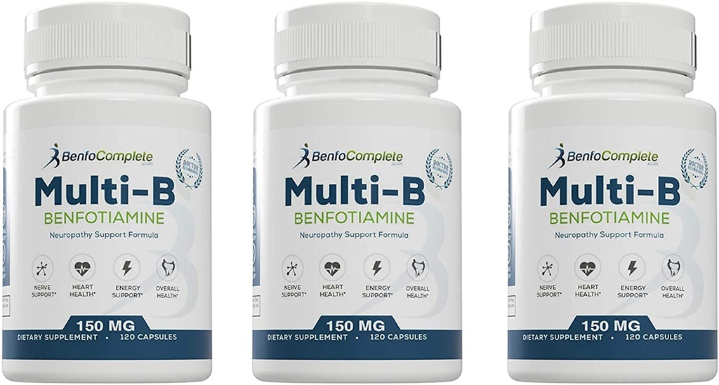 Benfotiamine Multi-B Neuropatía Soporte Fórmula para el Soporte Nutricional de Neuropatía - 360 cápsulas - Pack de 3 botellas