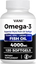 Petróleo de pescado Omega 3 (4000mg), 120 Softgels,Omega 3 Suplementos de ácido graso con EPA &amp; DHA para la salud cerebral*