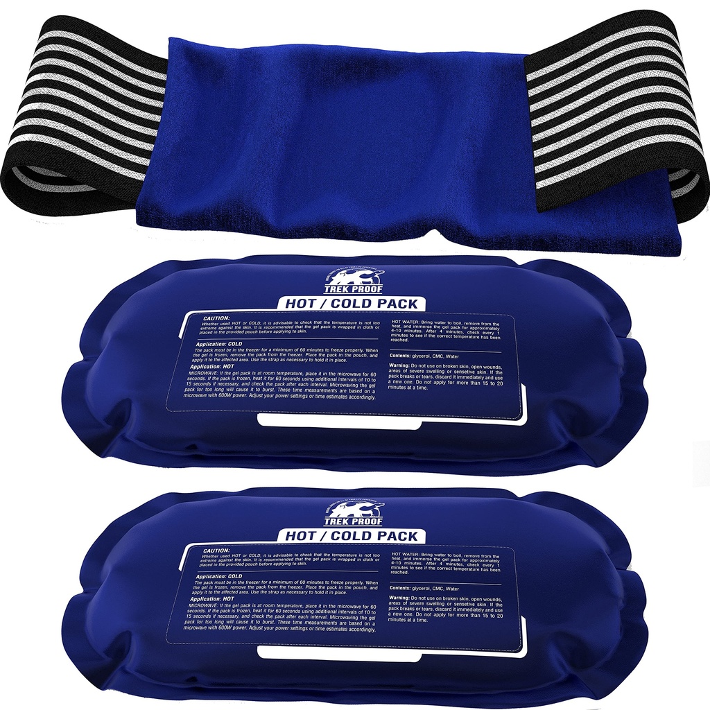 Paquetes de hielo para lesiones Reutilizables (3-Piece Set) – Terapia de Hielo caliente y frío Gel Wrap Soporte – Soporta recuperación, unión y dolor muscular – rodillas, espalda &amp; más (3 piezas - Classic)