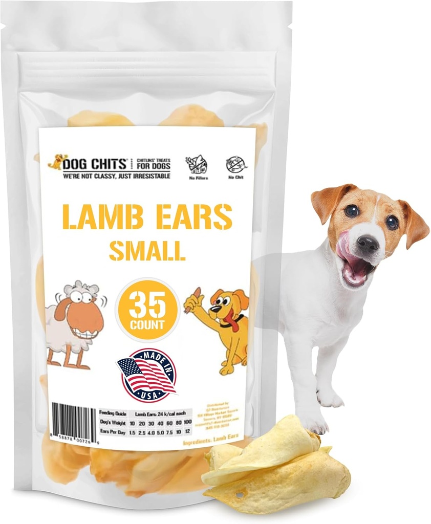 Orejas de cordero para perros – 100% natural de cordero torcido erguido perros – Grain-Free, High Protein, Bajo entrenamiento de grasas – Salud dental &amp; Soporte Conjunto – para cachorros medianos y pequeños – 35 Pack