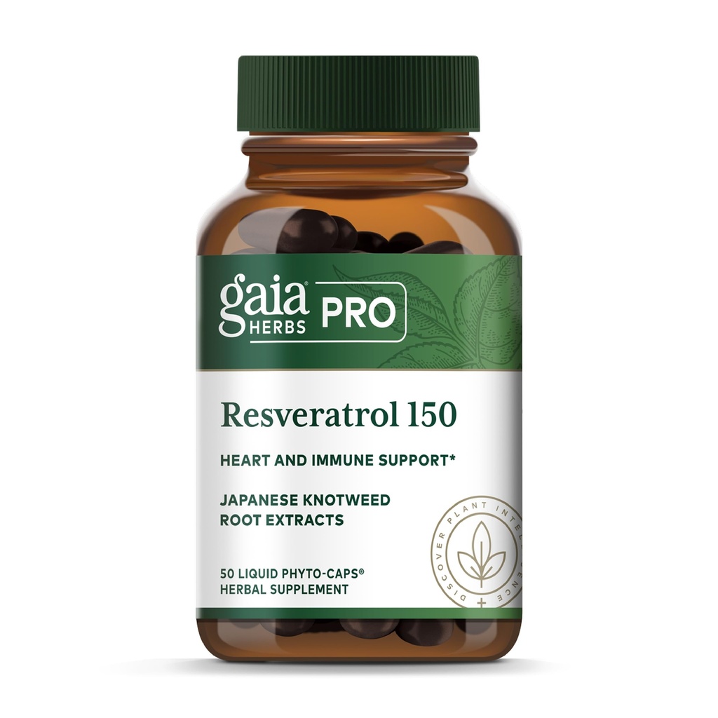 GAIA HERBS PRO Resveratrol 150 - Ofertas Corazón Salud &amp; Apoyo Inmunitario - Contiene Knotweed japonés - Vegan, Soy-Free &amp; Gluten-Free - 50 Liquid Phyto-Caps (25 Servimientos)