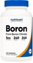 Nutricost Boron Capsules 5mg, 240 cápsulas vegetarianas - Gluten Free and Non-GMO