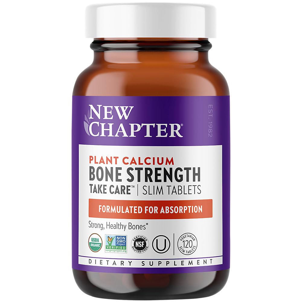 Nuevo capítulo Suplemento de calcio â €“ Bone Strength Planta orgánica Calcio con vitamina K2 + D3 + Magnesio, Vegetariano, Gluten Gratis - 120 conteo (40 días de suministro)