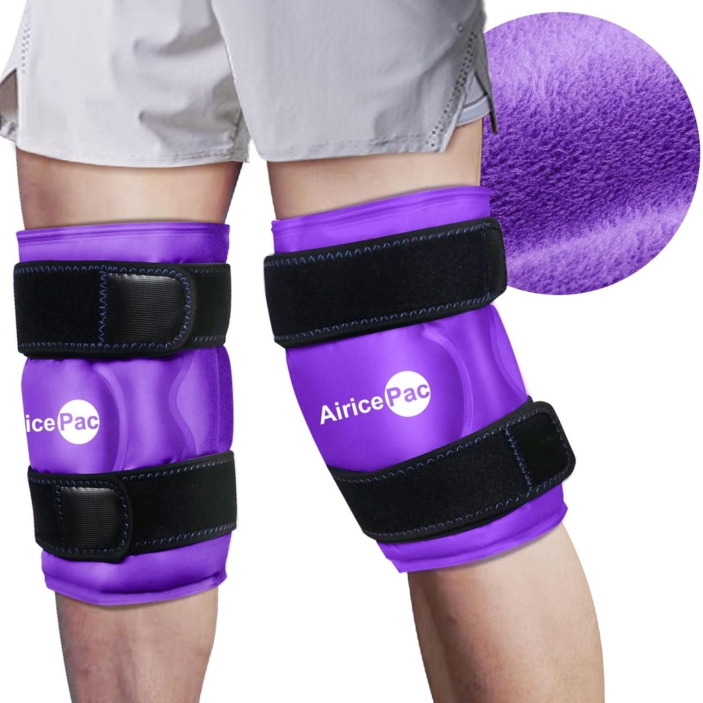 2 Ice Pack for Knee Pain Relief, Reusable Gel Ice Wrap for Injuries, Swelling, Knee Replacement Surgery, Cold Compresss Therapy for Arthritis, Meniscus Tear y ACL, Purple