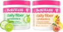 Suplemento diario de fibra Agrupación con Collagen, Probióticos, Electrolitos & soporte de hidratación - Cucumber Lime Mint & Peach Mango Flavors - Promueve Digestiva, Salud de la piel, Equilibrio de Gut - 32 Serviciones