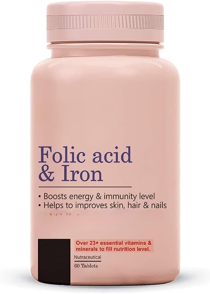 Folic Acid &amp; Iron Suplementos ←Apoyos Pregnancia eterna Producción de hierro Reducir la caída del cabello para hombres y mujeres sometidas Vegan eterna – 60 Tablets