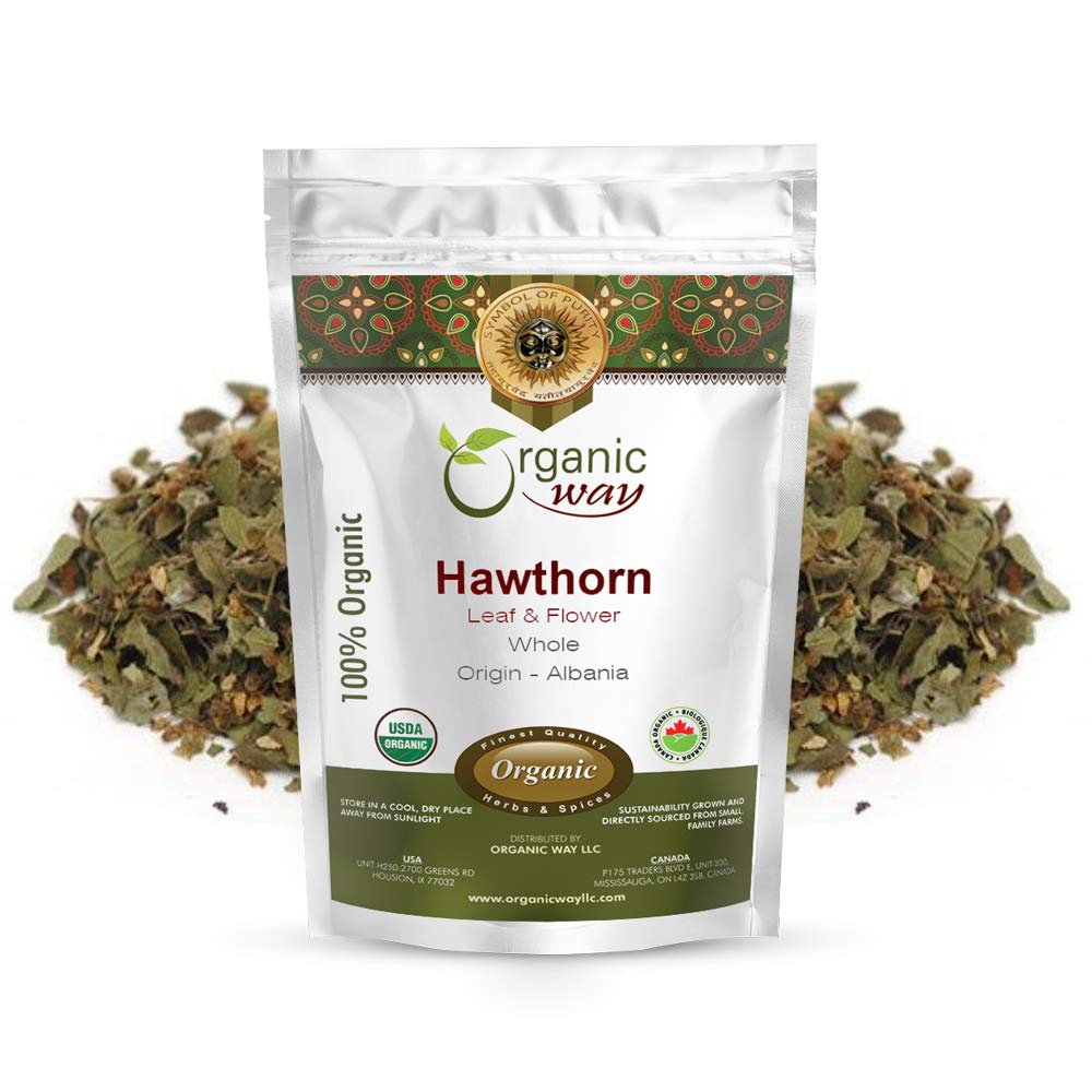 Orgánica Hoja de Hawthorn y Flor Whole (Crataegus monogyna) - Herbal Tea Silencioso Europeo Orgánica, Kosher &amp; USDA Certified (1/4 LBS / 4 Oz)