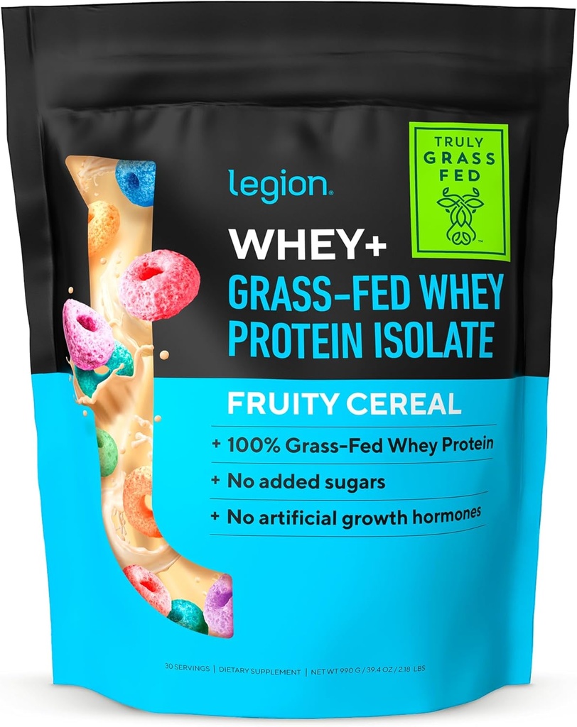 LEGION Whey+ Protein Whey Isolate from Grass Fed Cows - Whey Protein Isolate Powder Low Calorie, Non-GMO, Sugar Free, Lactose and Gluten Free, All Natural Protein Powder for Men &amp; Women, (30 Servings)