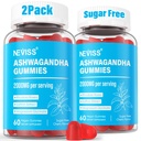 Ashwagandha Gummies, Magnesium Glycinate Gummies 2000mg para adultos, Vitamina B6, Zinc, Rhodiola Rosea, Lemon Balm, Relax Support, Natural Zzz, Brain, Muscle, Stamina, Energy, Sugar Free