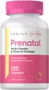 Carlyle Prenatal Vitamins for Women TEN 120 Capsules ← Fórmula Multivitamina y Mineral con ácido fólico TENIDO NO GMO y Gluten Suplemento gratuito TEN para Her