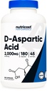 Nutricost D-Aspartic Acid (DAA) Capsules 2000mg Por Serving (180 cápsulas) - Suplemento No GMO