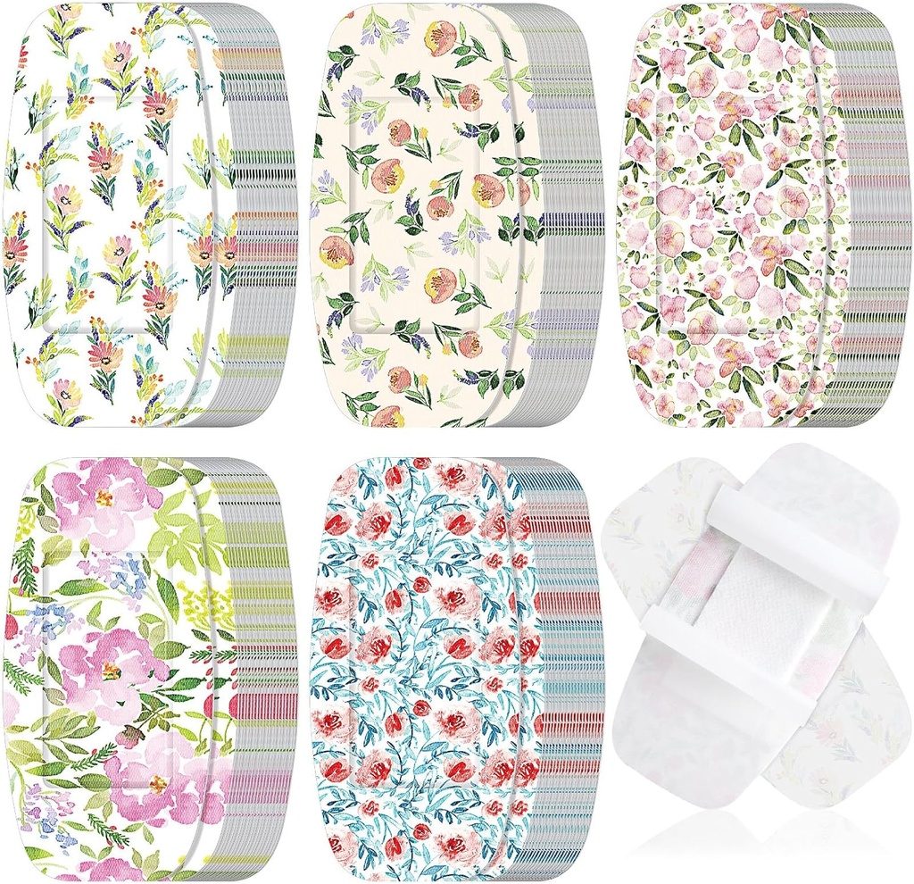 Sinmoe 100 Pcs Grandes Bandages 2 x 4 Inch Latex Free Big Adhesive Flower Wound Care Flexible Fabric Bandages for Care and Protect Wounds
