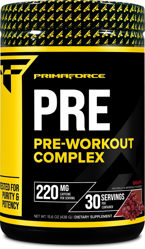 Primaforce Pre-Workout Complex Powder (Grape, 30 Servings) - Suplemento Fitness para la mejora de rutina de entrenamiento, 438g
