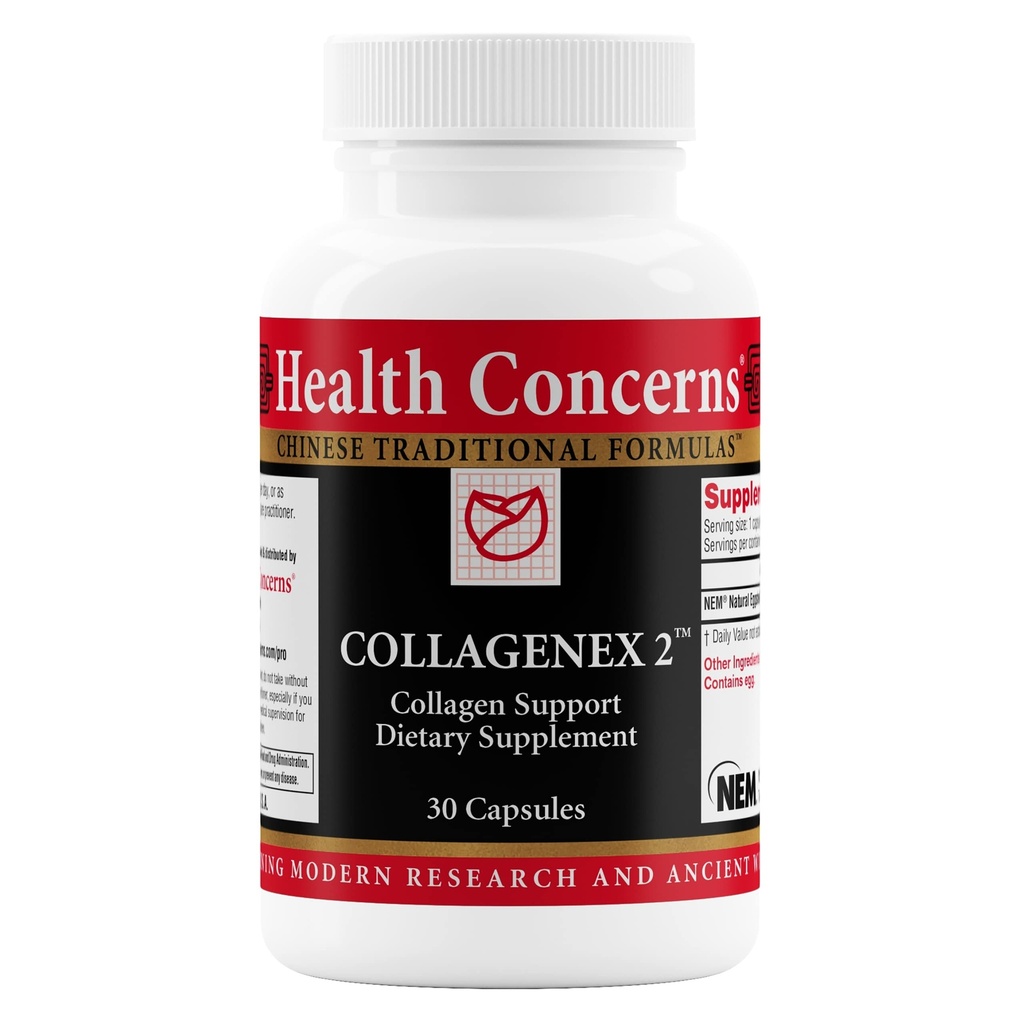 Preocupaciones de salud Collagenex 2 – Suplemento de colágeno para el soporte conjunto " Flexibilidad – Membrana de Eggshell Natural para Hombres " Mujeres - Soporte de tejido conectivo – Suplemento herbal chino - 30 cápsulas