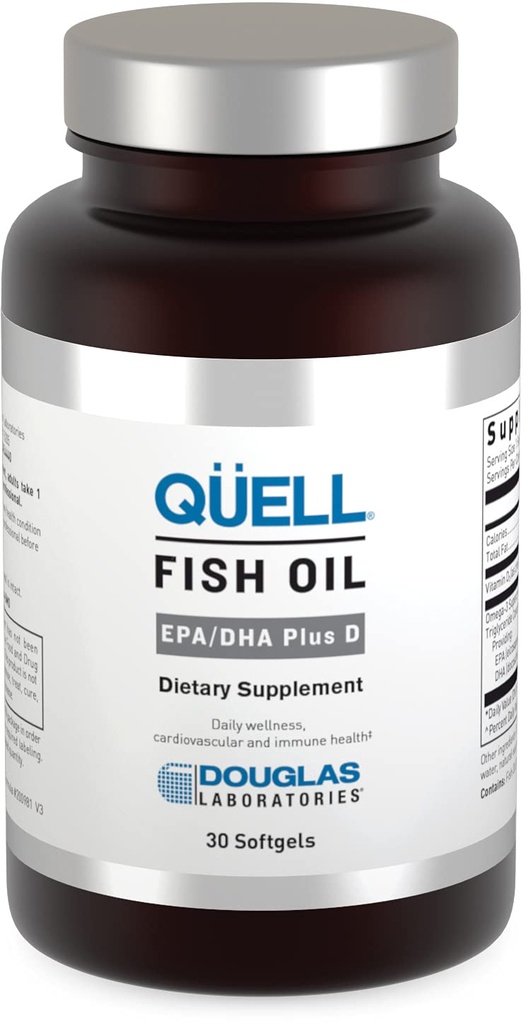 Douglas Laboratories Quell Fish Oil EPA/DHA Plus D ← 3:2 Ratio of EPA to DHA Essential Omega 3 Fatty Acids Plus 1,000 I.U. of Vitamin D3* ← 30 Softgels