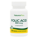 NaturesPlus Folic Acid (Methylfolate) - 800 mcg - 90 Tablets - Supports Immune & Prenatal Health - Gluten Free, Vegetarian, Allergen Free - 90 Servings