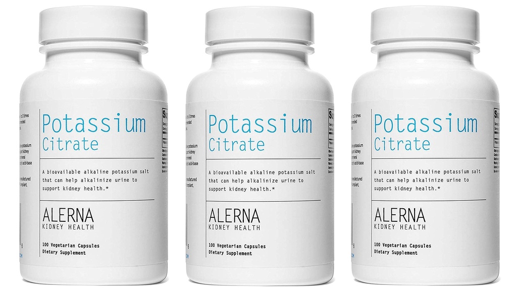 Citrato de potasio 99 mg - Soportes Balance de electrolitos y pH normal - Esencial de piedra de riñón mineral Suplemento de apoyo - 100 cápsulas vegetarianas (Pack of 3)