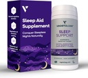 Apoyo al sueño Suplementos veganos (60 cápsulas) — Suplementos del sueño profundo para adultos y niños — Suplemento de alimentos calma del sueño — Ayuda al sueño saludable — Suplementos para ayudar al sueño
