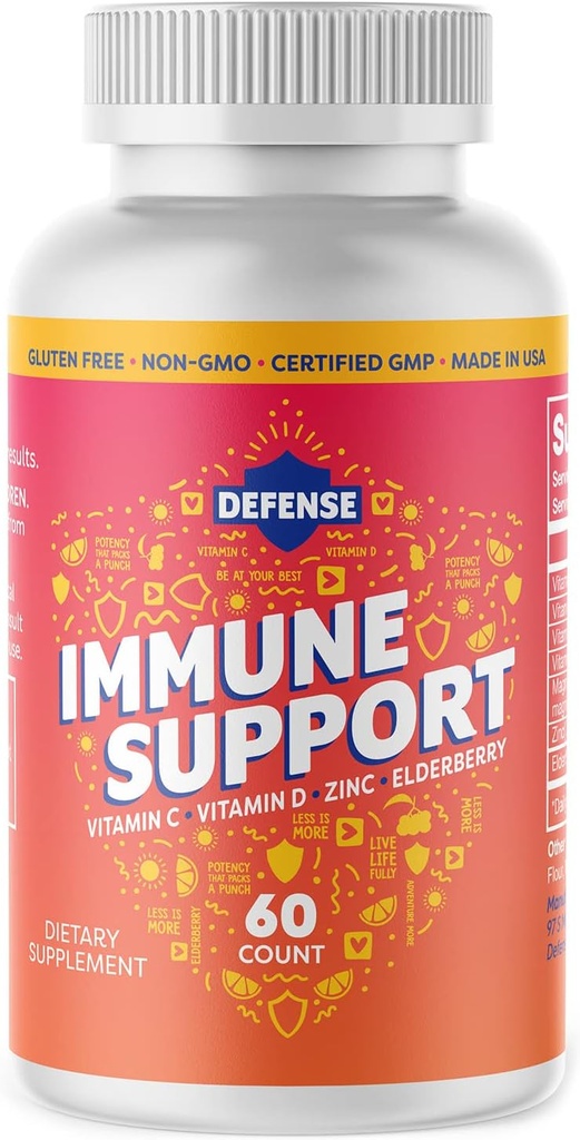 Suplemento para Adultos Silenciosos 30 Días Suministros Inmunity Booster para Hombres y Mujeres con Vitamina C, Zinc, Elderberry y Vitamina D3, Daily Antioxidant Boost, Non GMO, Gluten-Free TEN