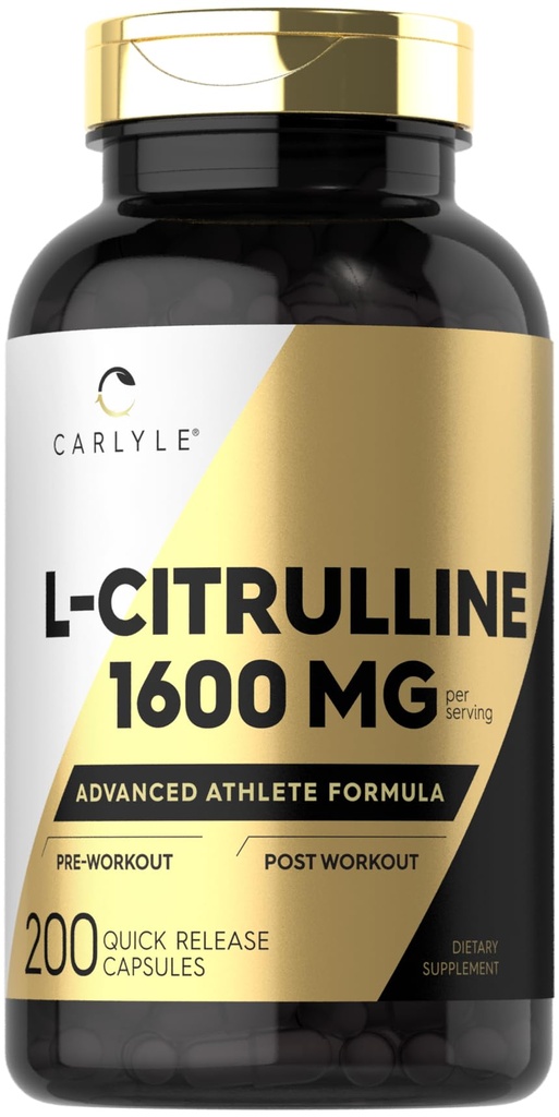 Carlyle L Citrulline Supplement ← 1600mg ← 200 Powder Capsules Silencio para Hombres y Mujeres Silencio Avanzado Fórmula Atleta Silenciosa No GMO &amp; Gluten Gratis