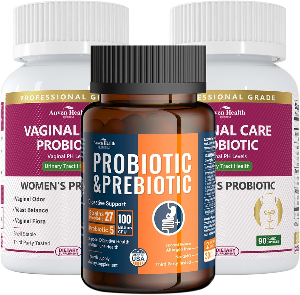 Probióticos vaginales de mujeres + 100 millones de probióticos con prebióticos orgánicos para el grupo de salud de Gut Digestive & Immune – Total Wellness, Inside and Out!
