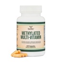 Multivitamínico metilado (sólo vitaminas metiladas y activadas - Complejo de B metilglicinado con trimetilglicina (TMG) y metalfolato) (No GMO, Suplemento de MTHFR libre de gluten) 120 cápsulas por madera doble