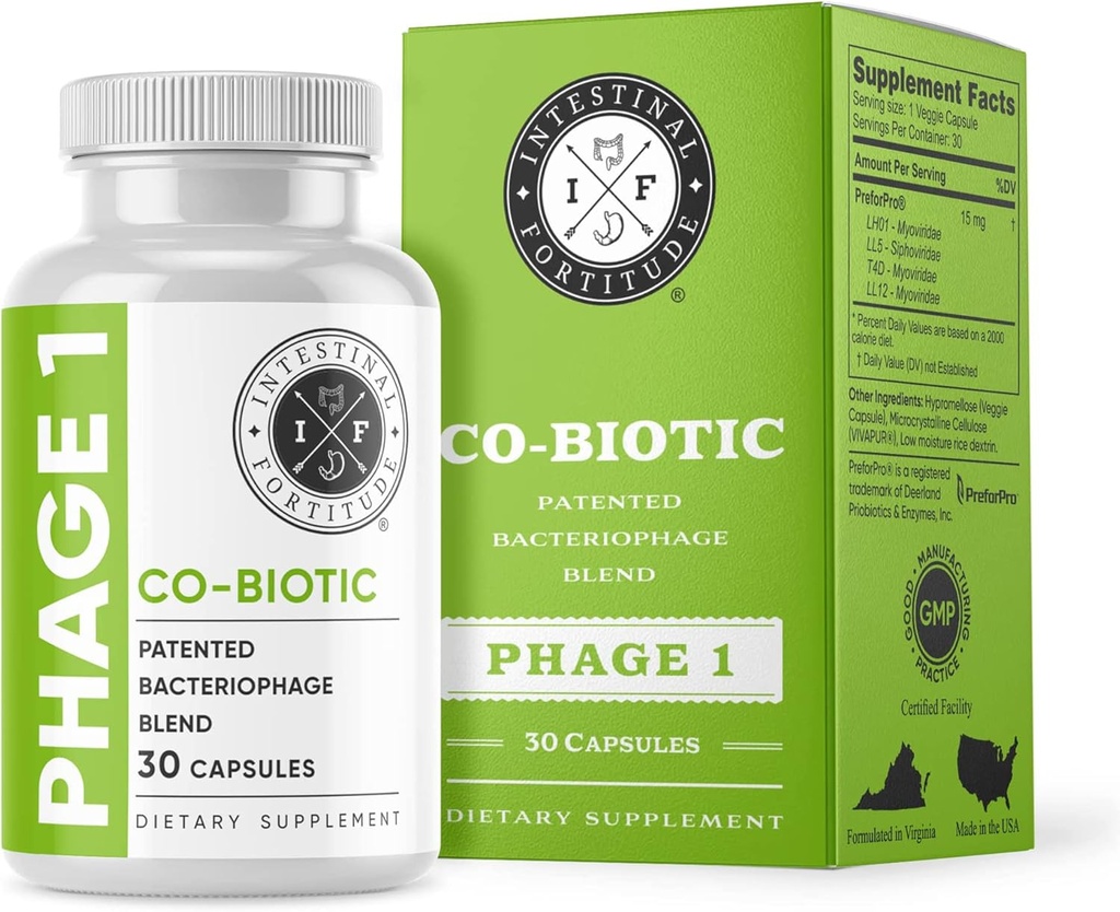 Intestinal Fortitude Phage 1 - Ultimate Gut Health Supplement, Total Restore Intestinal Defense, Patented Bacteriophage Blend for Gut Support, Digestive & Immune System Health, Destruy Bad Bacteria