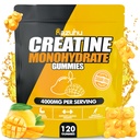 Monohidratos de creatina saboreados Gummies Azúcar Gratis,Pre Workout Suplementos creatina Gummies para Hombre Mujeres,Gym Suplementos,Apoyos Crecimiento muscular,Recuperación, Fuerza,Energía Boost(120 Conteo)-Mango