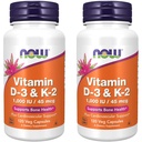AHORA Alimentos Vitamina D-3 &amp; K-2, 120 Cápsula de Vegeta (2 Pack)
