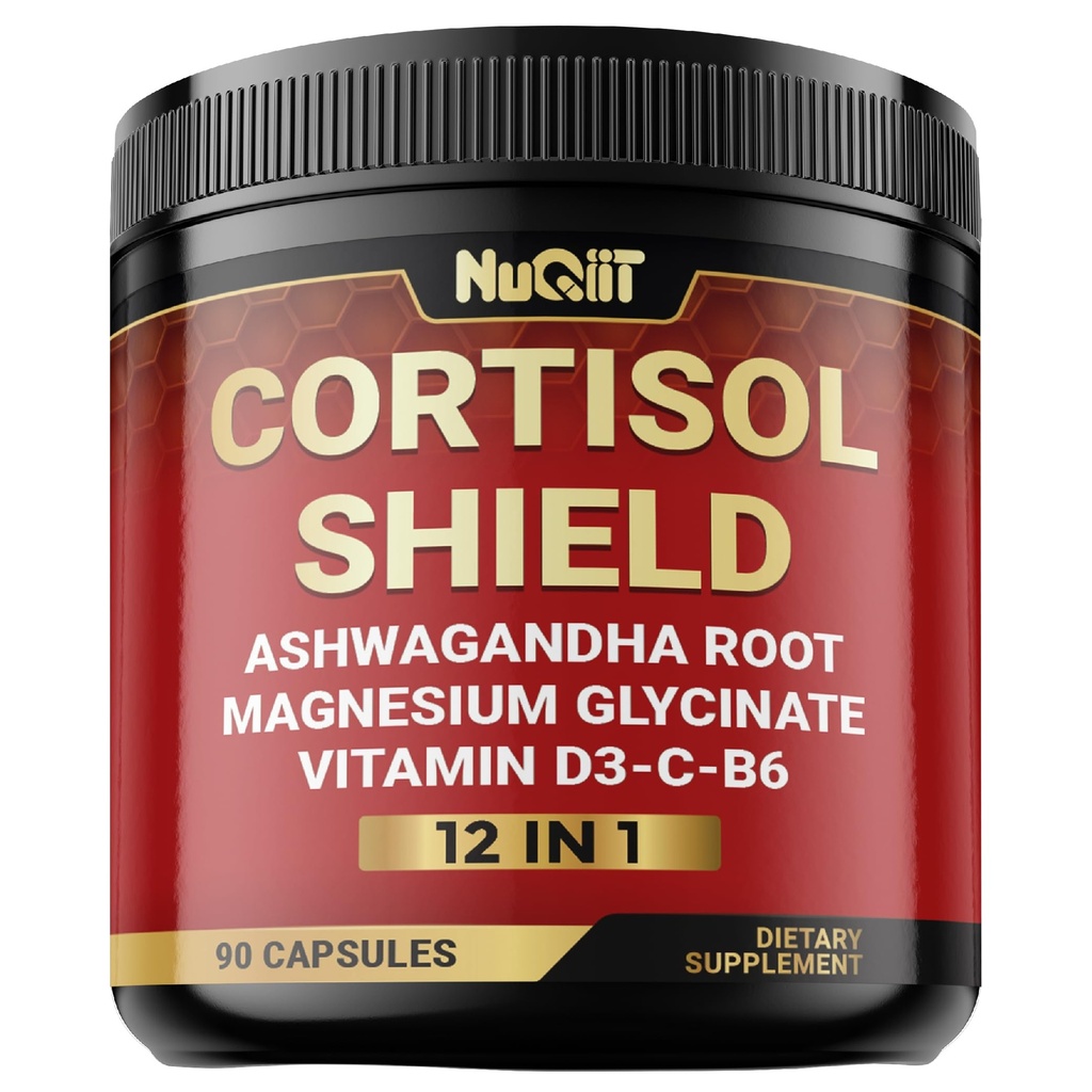 NUQIIT 12in1 Cortisol Shield - Ashwagandha and Magnesium & 10 More - 90 Capsules