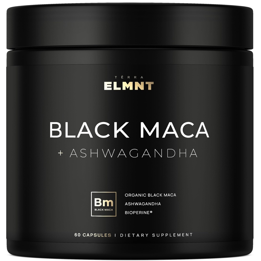 40x Strength Organic Black Maca Root w. Ashwagandha - #1 Highest Potency Black Maca Root Capsules for Men Supplement 40:1 Extract - 100% Pure Maca Peruana Gelatinized Maca Root Powder Pills