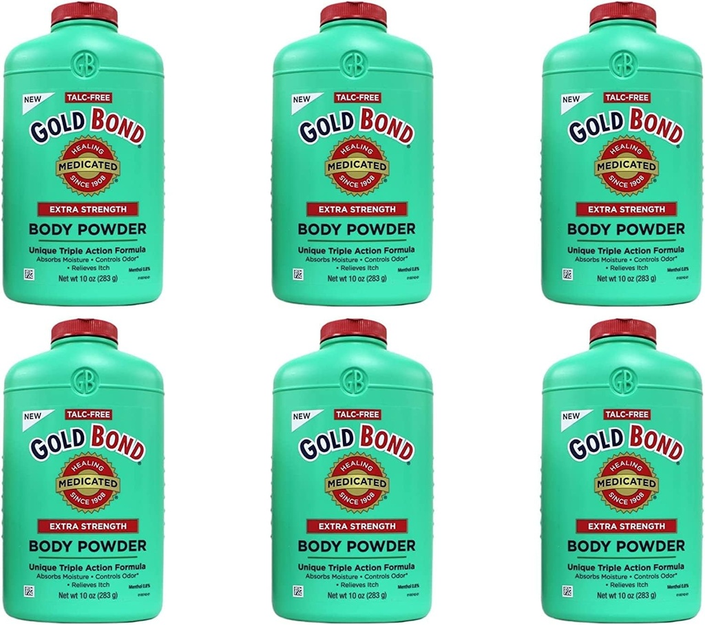Bono de Oro Cuerpo Polvo Medicado Extra Fuerza - 10 oz, Pack de 6, Talc-Free