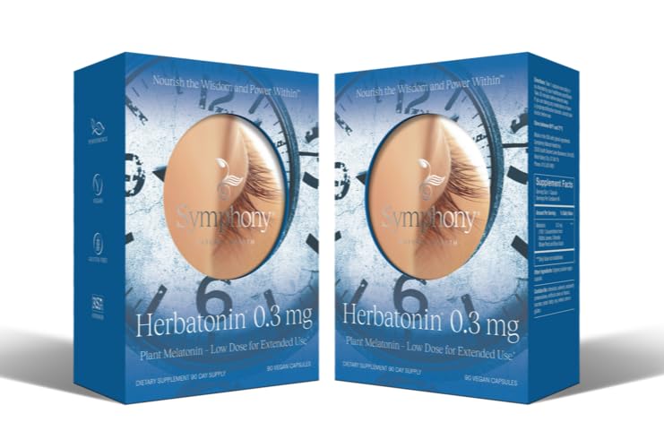 Herbatonin® 0,3 mg – El primer suplemento de melatonina natural basado en plantas (Phyto-Melatonina) - Ayuda de sueño de baja dosis, ayuda a la salud celular circadiana de Rhythm – 180 cápsulas (tabla de 180 días)