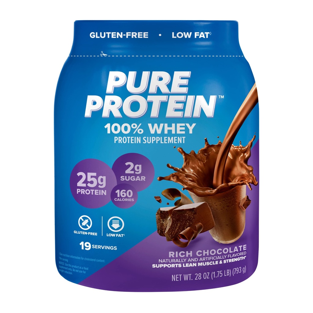 Proteína pura 100% Whey Protein Powder, Chocolate rico, 25 g Protein, 1,75 lb (Packaging May Vary)