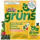 Gruns Multivitamin for Kids, Super Greens Gummies, Superfood Gummy Bears con 20+ Vitaminas & Minerales, Spirulina, Clorella, Prebióticos Fiber for Digestive Health, Adaptogens Supplement, 28 day Supply