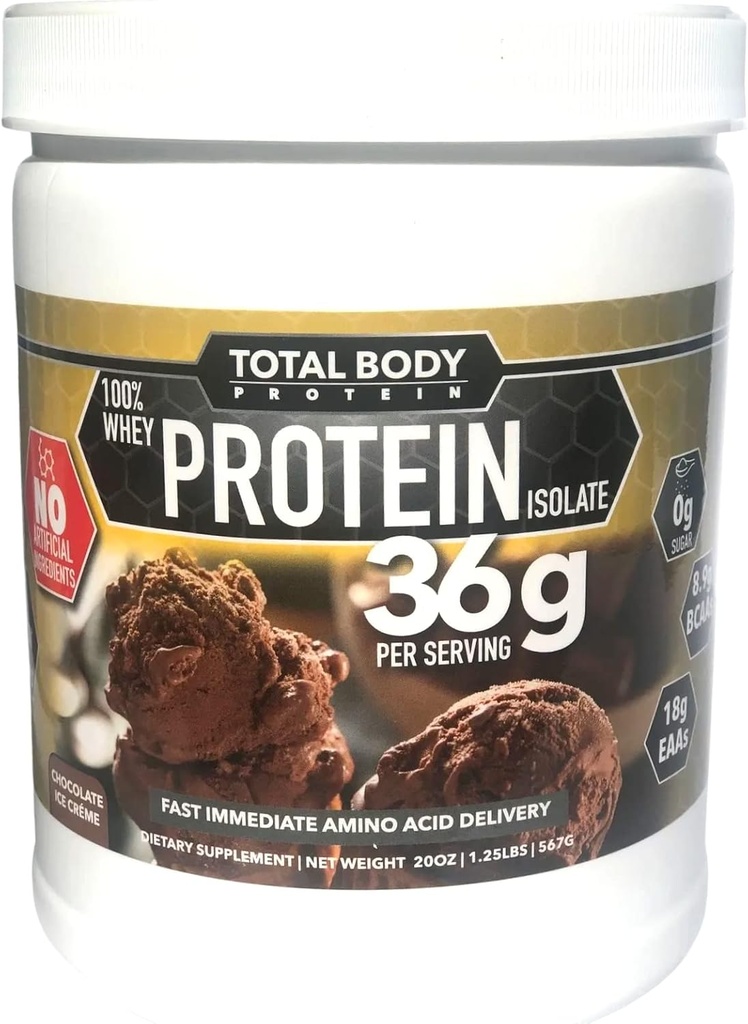 100% Whey Protein Isolate-No Artificial Ingredients-Gluten Free, Lactose Free, Complete Amino Acid Profile-Supports Muscle Growth &amp; Recovery-36g Pure Protein Por Serving-