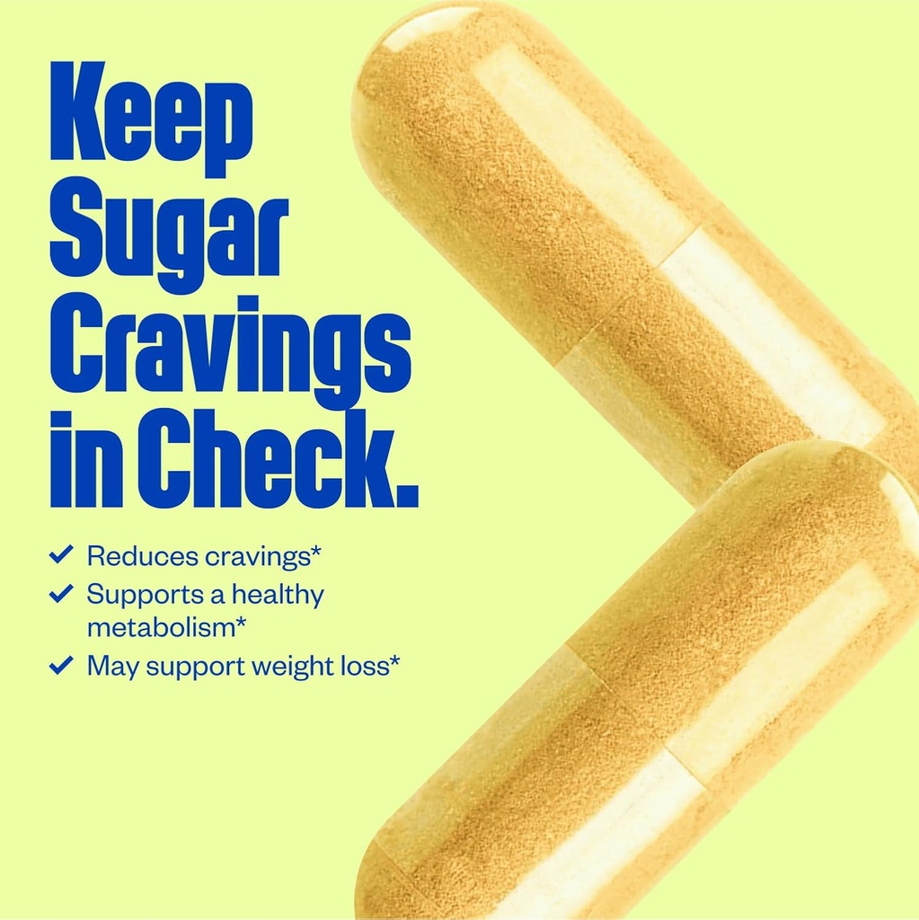 Sugarless Stop Sugar Cravings Supplement, Natural Curb Appetite and Sugar Suppressant Formula Support w/Chromium Picolinate + Berberine Supplement, Non-GMO Hunger Suppressant for Women &amp; Hombre (60 ct)