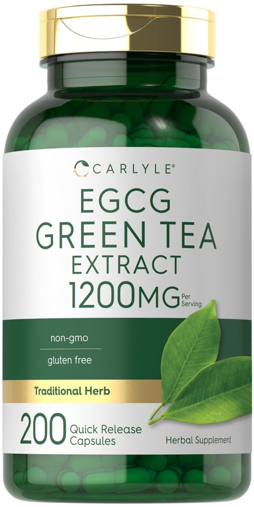 Carlyle EGCG Green Tea Extract Supplement | 200 Capsules | Non-GMO and Gluten Free