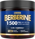Beberine Supplement - Berberine Weight Loss, High-Potency Berberine 1500MG de Berberine HCL, Plus Citrus Bergamot - para Metabólico, Digestivo, e Immune Support - Vegan, Non-GMO, 180 cápsulas