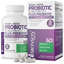 Bronson Brain + Mood Probiotic 50 Billion CFU Plus Prebiótico con L-Theanine, Bacopa y Rhodiola Non-GMO, 60 cápsulas vegetarianas