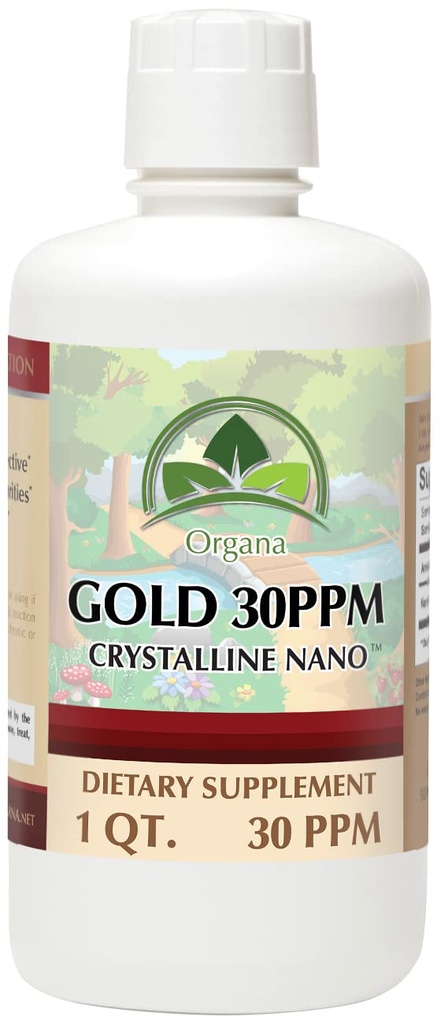 Organa Pura Cristalina Suplemento de Oro Líquido - 30 PPM - Minerales Colloidales 32 onzas
