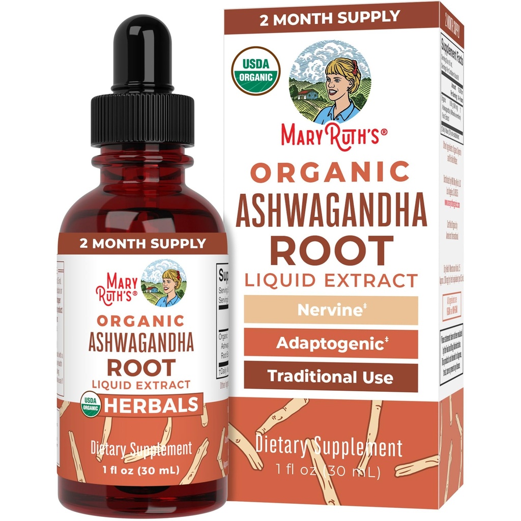 MaryRuth Orgánicas Ashwagandha Root Silencio USDA Orgánica Ashwagandha Líquido gotas Silenciosas Alivio, Calma Natural, Relajación y Mood Apoyo Suplemento Silencio Adaptogenic Silencio Nervine Silencio Vegan Silencio No-GMO Silencio 60 Serviciones