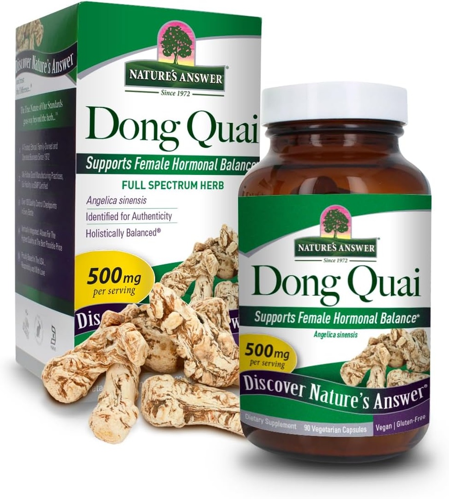 Respuesta de la naturaleza Dong Quai Root 1000mg ← Suplemento dietético ← Apoyo a la hormona femenina Balance Silencio no GMO, Vegan, Kosher Certified " Gluten-Free TEN Vegetarian Capsules 90ct