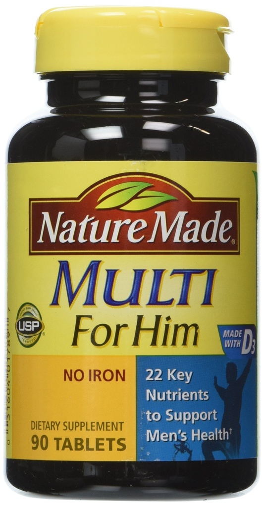 Nature Made Multivitamin Para Él, Multivitamínico para el soporte nutricional diario, 90 Tabletas (Pack of 3)