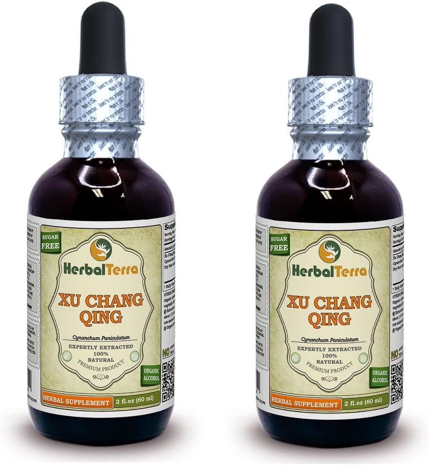 Xu Chang Qing, Paniculate Swallowwort (Cynanchum Paniculatum) Tintura, Dried Root Liquid Extract (Marca Marca: HerbalTerra, Proudly Made in USA) 2x2 fl.oz (2x60 ml)