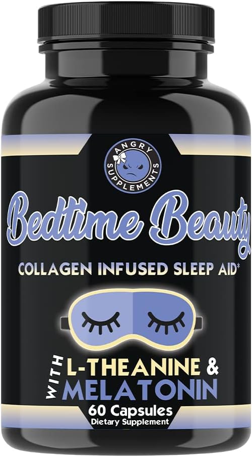 Belleza Bedtime, Collagen Infused Twilight Night Time Sleep Aid, All Natural Pills w. L-Theanine, Melatonin, Magnesium ' Hyaluronic Acid Natural Sleepy Girl Mocktail, 60 Capsules, 30 Serv